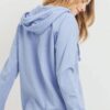French Terry V-Neck Hoodie Top – Denim Multi