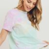 Tie-Dyed Round-Neck Short Sleeve Tee – Green Multi