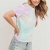 Tie-Dyed Round-Neck Short Sleeve Tee – Green Multi