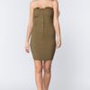 Strapless Button-Front Mini Dress – Light Olive Green
