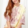 Knit Tie-Dye Hoodie – Relaxed Silhouette in Mauve/Yellow