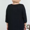 Plus Size Black Round-Neck 3/4 Sleeve Cotton Sweater Top