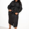 Plus Size Poplin Tie-Bow Shirt Dress – Black