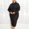 Plus Size Poplin Tie-Bow Shirt Dress – Black