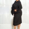 Plus Size Poplin Tie-Bow Shirt Dress – Black