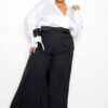 Satin Tie-Waist Wrap Top – Long Sleeve, White