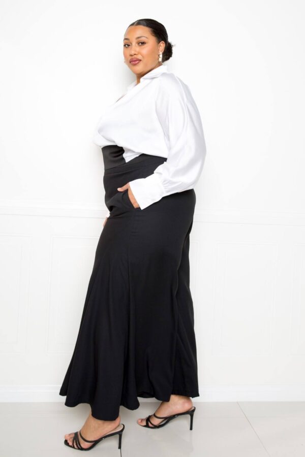 Satin Tie-Waist Wrap Top – Long Sleeve, White