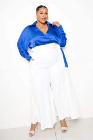 Palazzo Pants – Wide-Leg Plus Size, White
