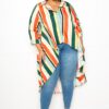 Plus Size Striped Hi-Low Shirt – Multi