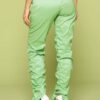 Leather PU Ruched Pants – Slit Hem in Kiwi