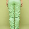 Leather PU Ruched Pants – Slit Hem in Kiwi