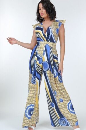 Surplice Jumpsuit with Ruffle Sleeves – Mellow Yellow