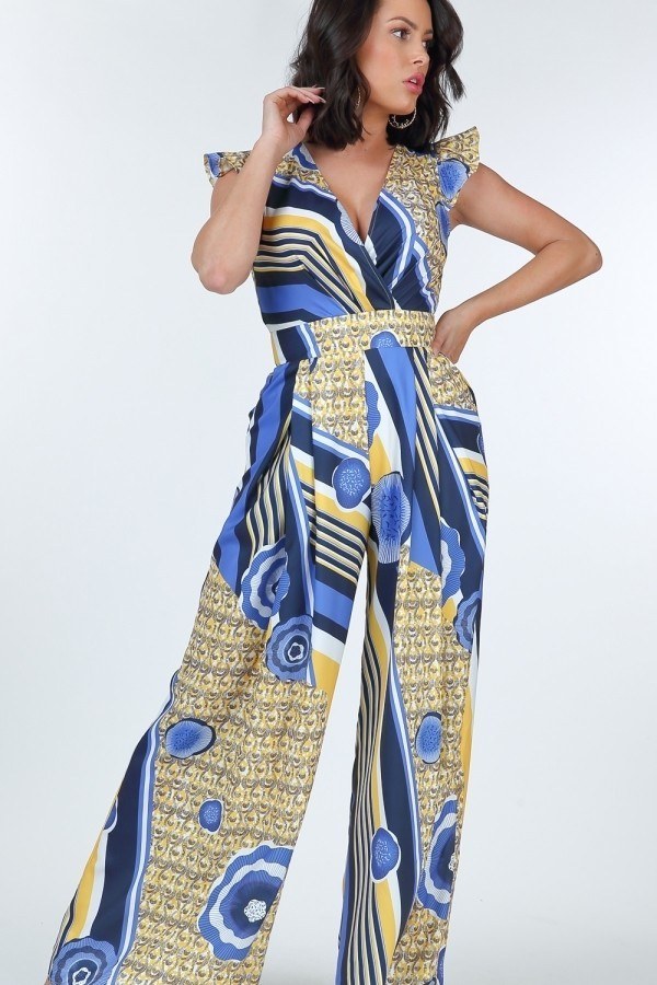 Surplice Jumpsuit with Ruffle Sleeves – Mellow Yellow