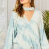 Choker Surplice Hi-Lo Tie-Dye Top – Blue Surf