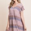 Floral Babydoll Mini Dress with Ruffle Sleeves – Mocha