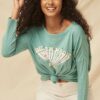 Mineral-Washed Knit Top with ‘Dream Magic Baby’ Print – Jade