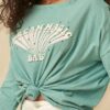 Mineral-Washed Knit Top with ‘Dream Magic Baby’ Print – Jade