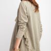 Ruffled Long-Sleeve Oil-Washed Knit Tunic – Faded Olive
