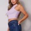 Mock-Neck Racerback Crop Tank Top – Orchid