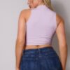 Mock-Neck Racerback Crop Tank Top – Orchid