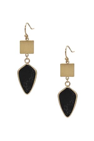 Marbled Stone Dangle Earrings – Modern Pendant