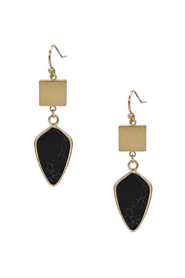 Marbled Stone Dangle Earrings – Modern Pendant
