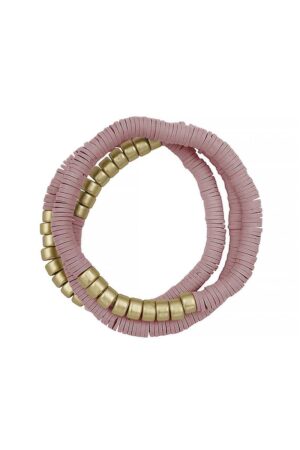 Bead Stretch Multi-Strand Bracelet – Pink, Grey and Black