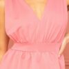 Shimmer Peplum Midi Dress – Ruffle Detail, Watermelon