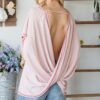 Open Back Short-Sleeve Top with Crisscross Back – Blush