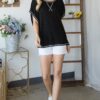 Open-Back Wide-Sleeve Short-Sleeve Top – Black