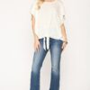 Leopard Jacquard Knit Top with Front Tie – Off White