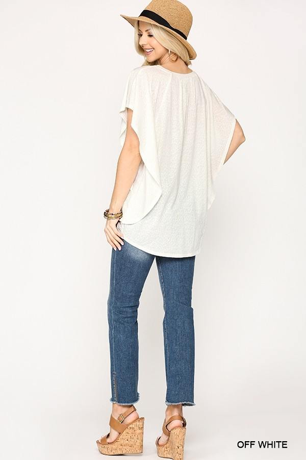 Leopard Jacquard Knit Top with Front Tie – Off White
