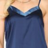 Velvet Mixed Adjustable-Strap Camisole in Navy