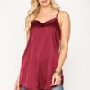 Velvet Camisole with Adjustable Straps – Wine