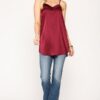 Velvet Camisole with Adjustable Straps – Wine