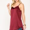Velvet Camisole with Adjustable Straps – Wine