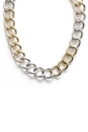 Two-Tone Metal Necklace – Gold & Rhodium Finish