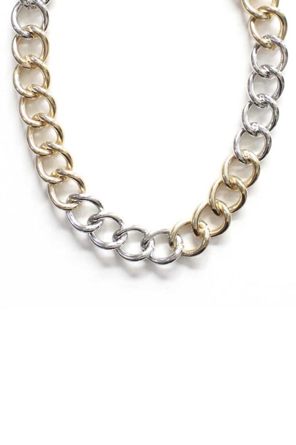 Two-Tone Metal Necklace – Gold & Rhodium Finish