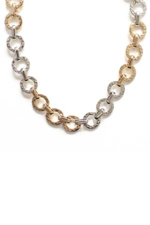 Modern Two-Tone Metal Necklace – Gold/Rhodium