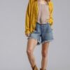 High-Rise Denim Shorts with Raw Hem – Denim