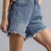 High-Rise Denim Shorts with Raw Hem – Denim