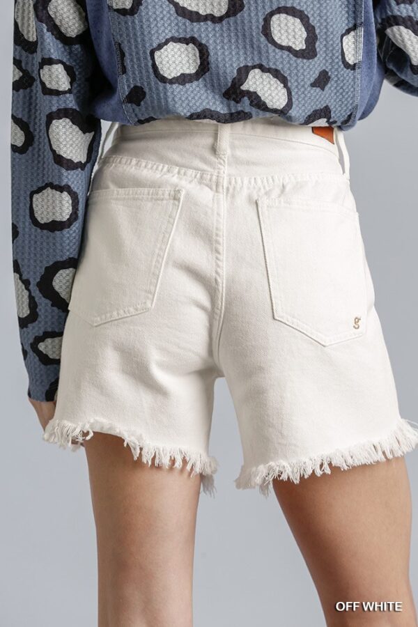 High-Rise Denim Shorts – Raw Hem, Off White