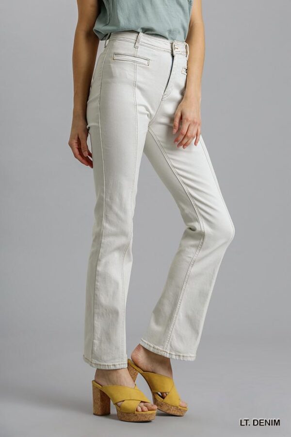 Panel Straight Cut Denim Jeans – Light Denim