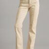 Panel Straight-Cut Denim Jeans with Pockets – Natural