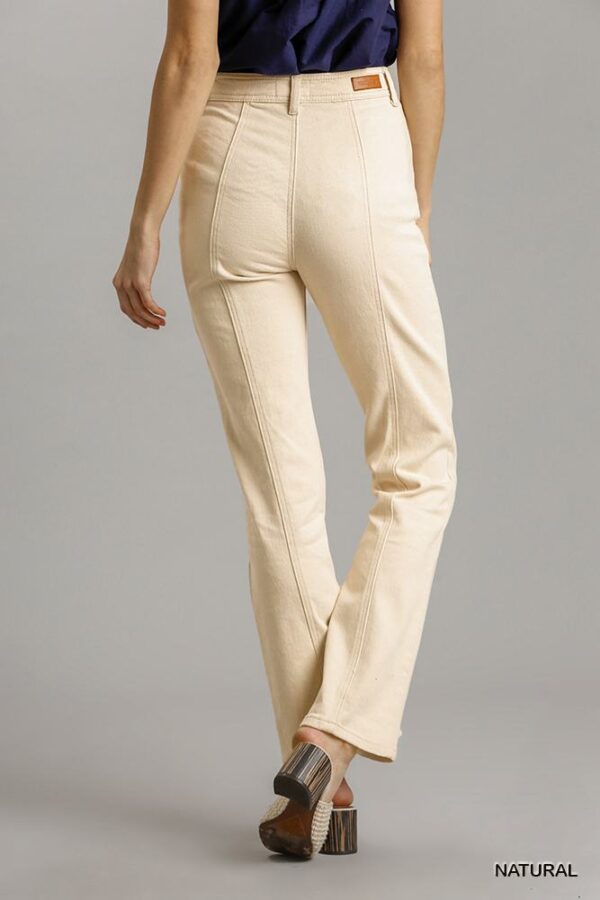 Panel Straight-Cut Denim Jeans with Pockets – Natural