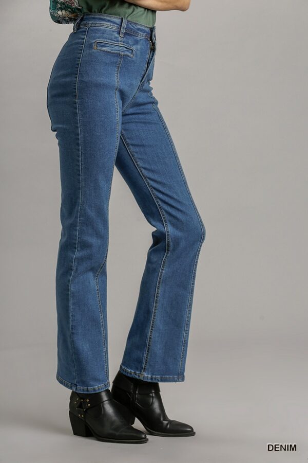 Panel Straight-Cut Denim Jeans with Pockets – Denim