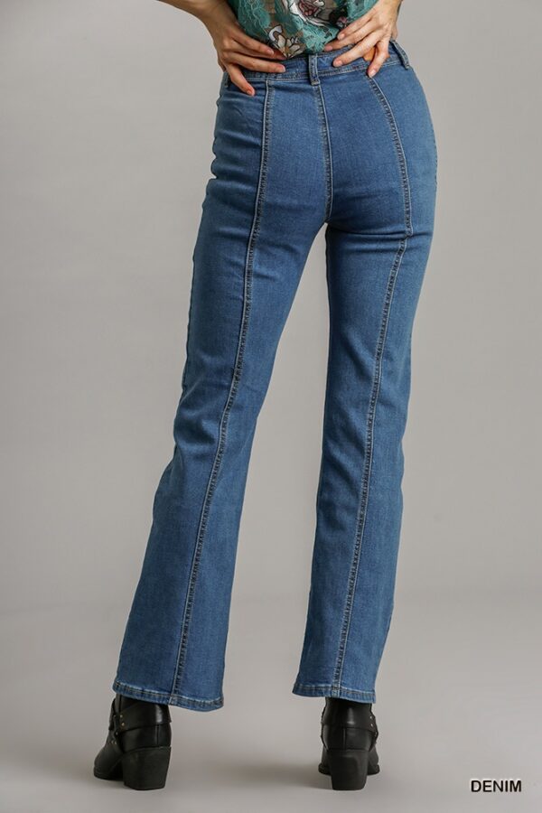 Panel Straight-Cut Denim Jeans with Pockets – Denim