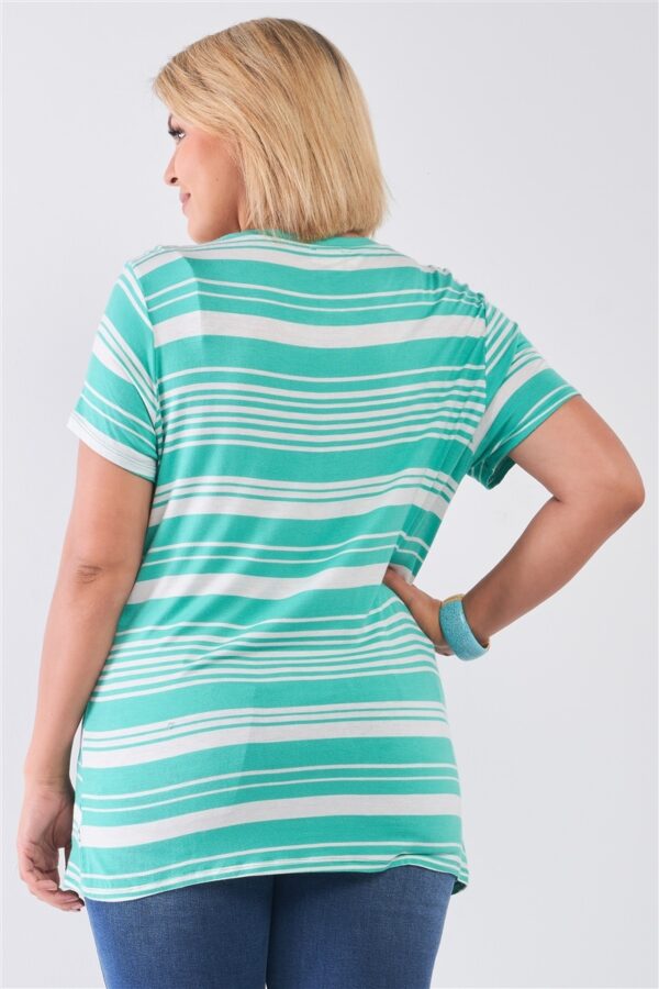 Plus Striped Distressed Cut-Out Top – Mint