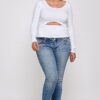 Plus Size Round Neck Top with Cut-Out – White