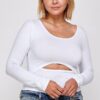 Plus Size Round Neck Top with Cut-Out – White
